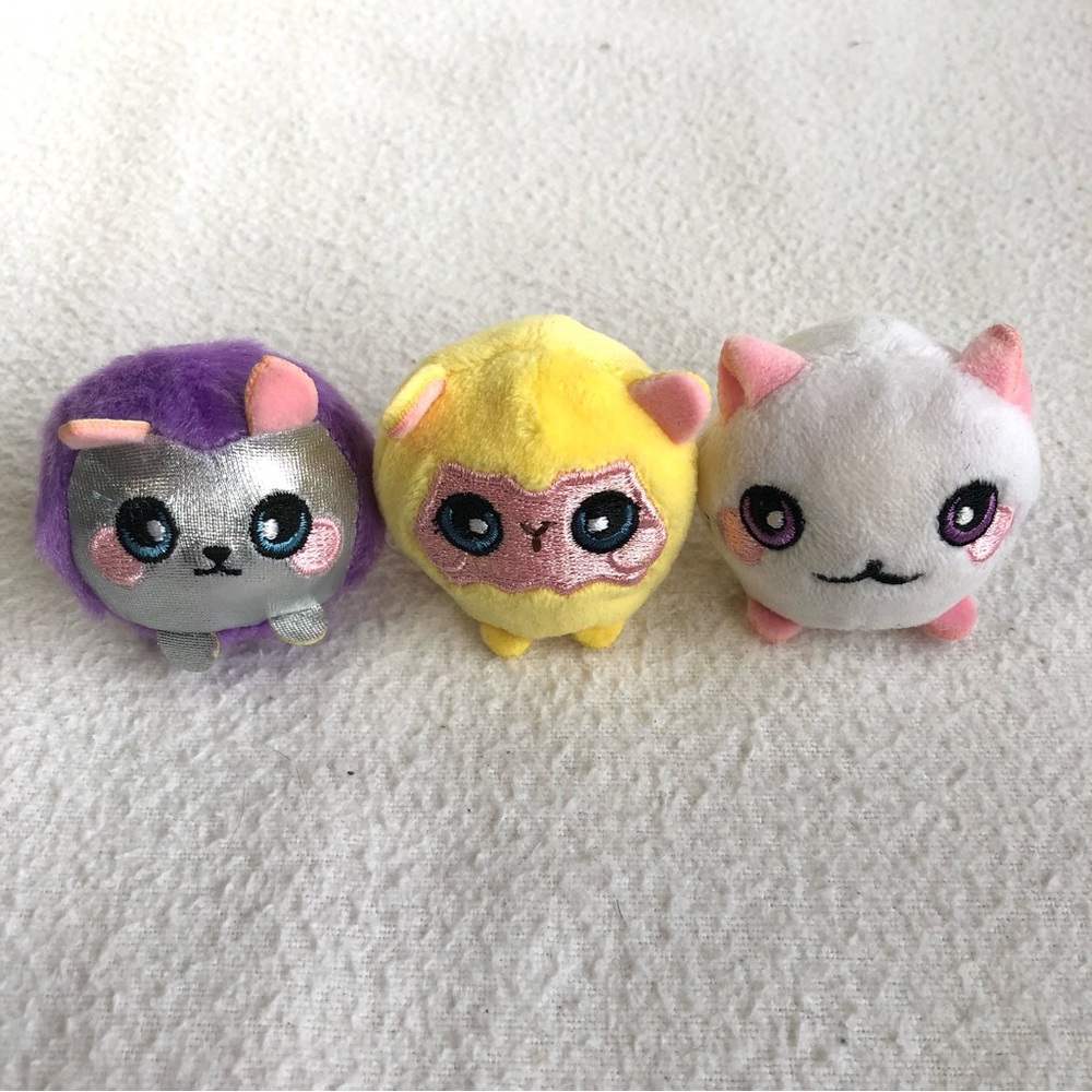 4/$20 Squeezamals Micro Mini Plush: Callie Cat, Luca Llama, Purple Bunny